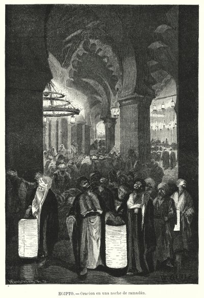 Esti imák a ramadán idején, Egyiptom (litho) alkotó: Karl Wilhelm Gentz