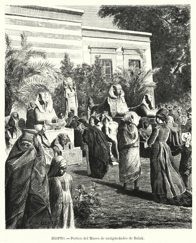 Az Egyiptomi Régiségek Múzeumának portikusa, Bulaq, Kairó, Egyiptom (litho) alkotó: Karl Wilhelm Gentz