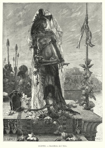 Szűz feláldozása a Nílusnak az ókori Egyiptomban (litho) alkotó: Karl Wilhelm Gentz