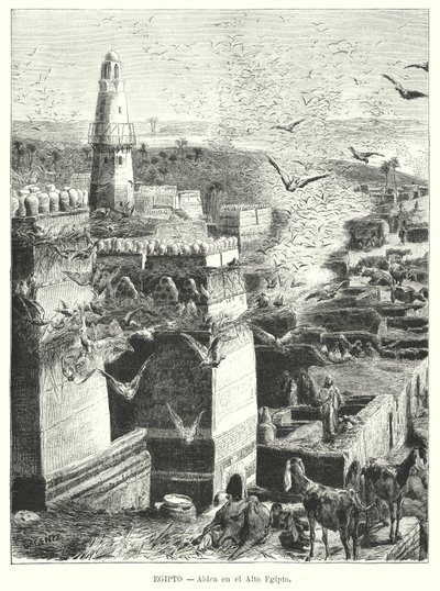 Falu Felső-Egyiptomban (litho) alkotó: Karl Wilhelm Gentz