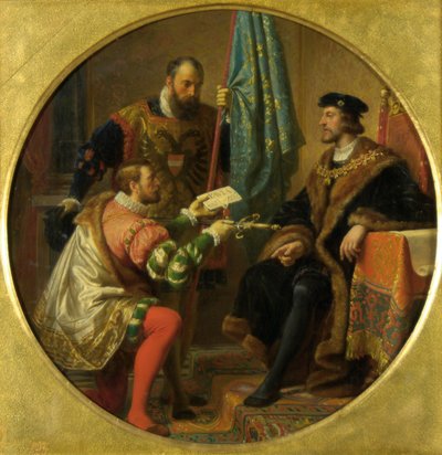 V. Károly császár és I. Ferenc király Paviában 1525-ben alkotó: Karl von Blaas
