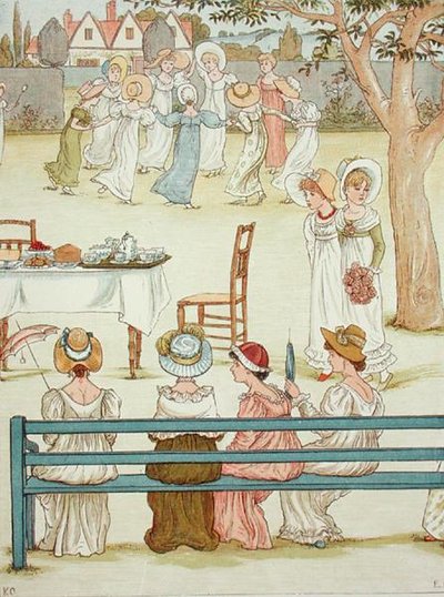 Kerti parti (színes litho) alkotó: Kate (after) Greenaway
