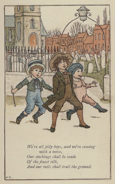 Mindannyian vidám fiúk vagyunk (színes litho) alkotó: Kate (after) Greenaway