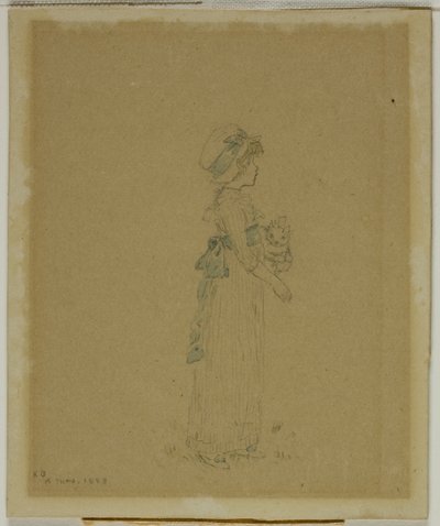 Lány macskával alkotó: Kate Greenaway