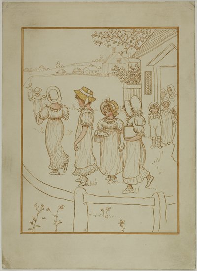 Lányok lefelé egy sávon alkotó: Kate Greenaway