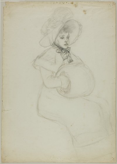 Ülő lány Muffal alkotó: Kate Greenaway