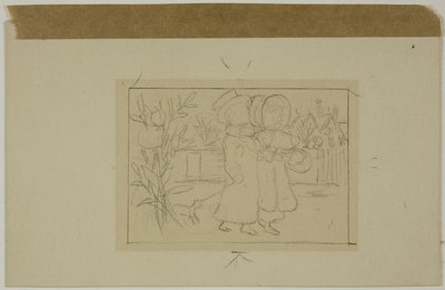 Két alak sétál alkotó: Kate Greenaway