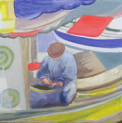 Görög halász a nap végén (olaj, vászon) alkotó: Kate Yates