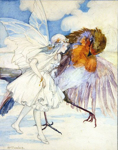 Kakas Robin és a virágtündér (ceruza és akvarell papíron) alkotó: Kathleen Wallis Coales