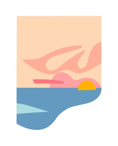 Korall égbolt, 2023 (digitális illusztráció eredeti kollázsról papírra) alkotó: Kathy Dunaway