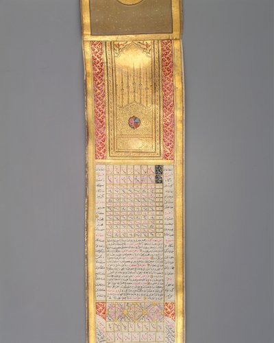 Naptár-almanach tekercses formában, keltezés: A.H. 1224A.D. 1810. alkotó: Katib Muhammad Ma