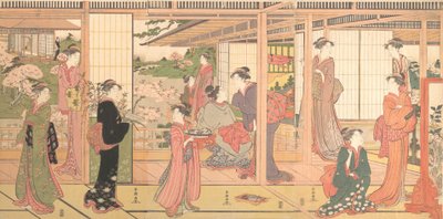 Kertre nyíló kastély, kb. 1786. alkotó: Katsukawa Shuncho