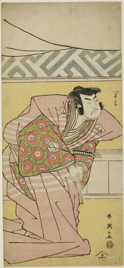 Sawamura Sôjűrô III színész mint Oda Kazusanosuke Harunaga a "Muromacho krónika kana írással" ("Kanagaki Muromachi bundan") című filmben. alkotó: Katsukawa Shun