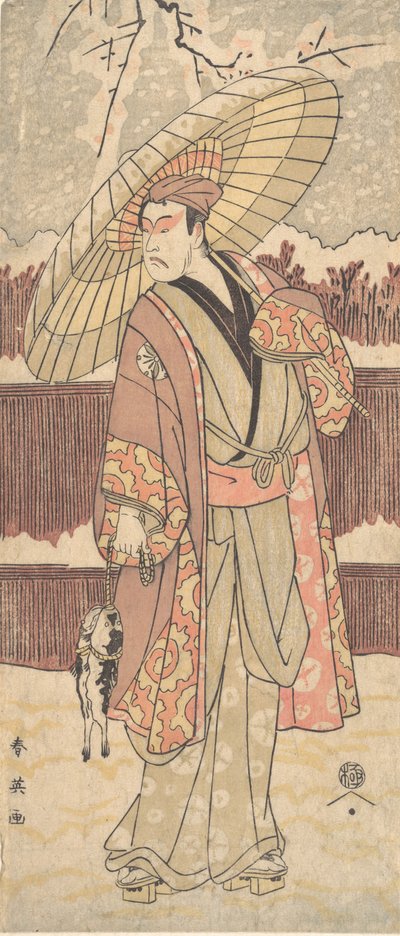A negyedik Matsumoto Koshiro, mint egy esernyő alatt sétáló ember, kb. 1796. alkotó: Katsukawa Shun