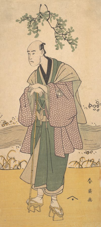 A Harmadik Bando Hikosaburo, mint egy folyó partján álló ember, kb. 1793. alkotó: Katsukawa Shun