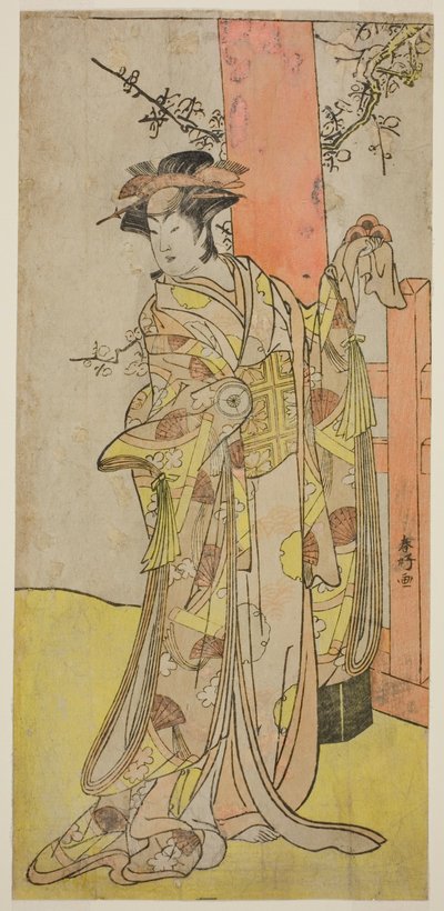 Iwai Hanshiro IV. színész mint Kitsune ga Saki Otama () a Miyakodori Yayoi no Watashi () című darabban, amelyet a Kiri Színházban () adtak elő 1787 harmadik hónapjában (). alkotó: Katsukawa Shunkо̄