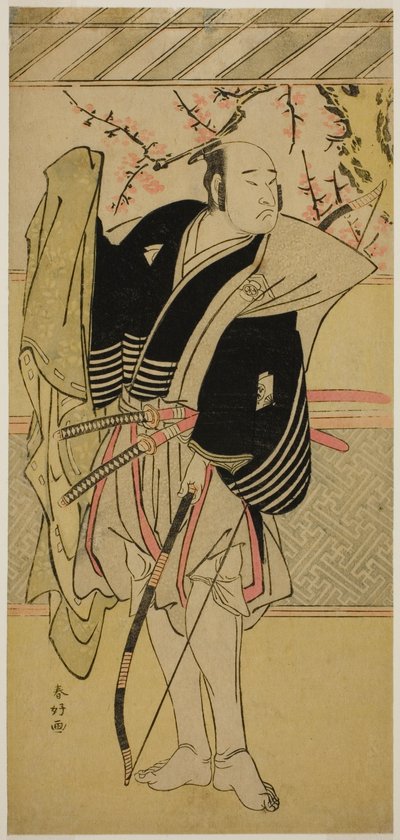 Onoe Matsusuke I. színész mint Yawata no Saburo () az Edo no Hana Mimasu Soga () című színdarabban, amelyet a Nakamura Színházban () adtak elő 1783 első hónapjában (). alkotó: Katsukawa Shunkо̄