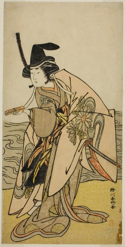 Yamashita Kinsaku II. színész mint Kikusui úrnő (Kikusui Gozen) a Kaeribana Eiyu Taiheiki című darabban, amelyet a Nakamura Színházban adtak elő 1779 tizenegyedik hónapjában. alkotó: Katsukawa Shunkо̄