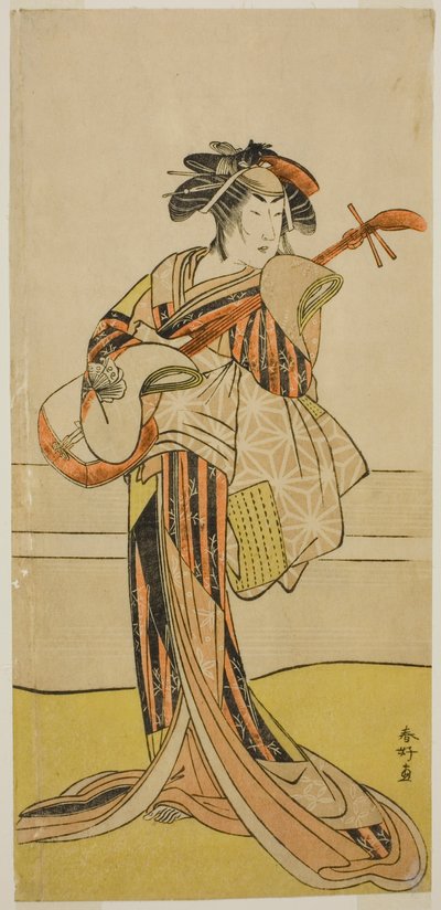 Yamashita Mangiku I. színész mint Osan a Kitekaeru Nishiki no Wakayaka című darabban, amelyet a Nakamura Színházban adtak elő a tizenegyedik hónapban, 1780-ban. alkotó: Katsukawa Shunkо̄