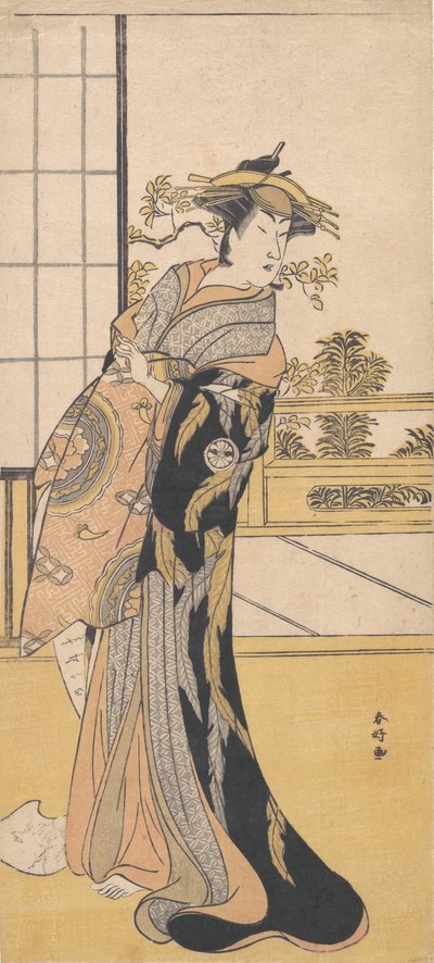 A színész Segawa Kikunojo 3. női szerepben, kb. 1780. alkotó: Katsukawa Shunko