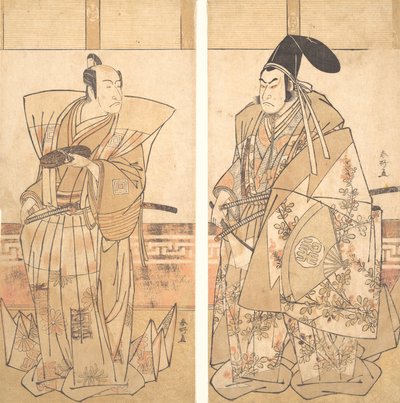 Két színész ünnepi jelmezbe öltözve, kb. 1787. alkotó: Katsukawa Shunko
