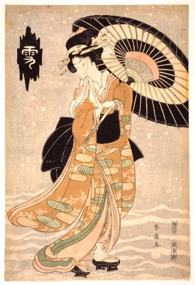 Hó, hold és virágok, c1812 alkotó: Katsukawa Shunsen