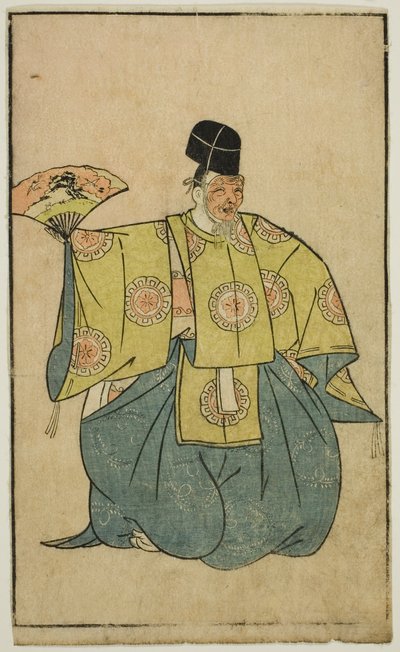Egy színész, mint Okina, az "A színpadi rajongók képeskönyvéből (Ehon butai ogi)" alkotó: Katsukawa Shunsho