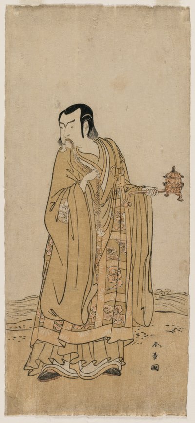 Ichimura Uzaemon IX Shingen szerepében A vízesés szalagján megrázott imagyöngysorban alkotó: Katsukawa Shunsho