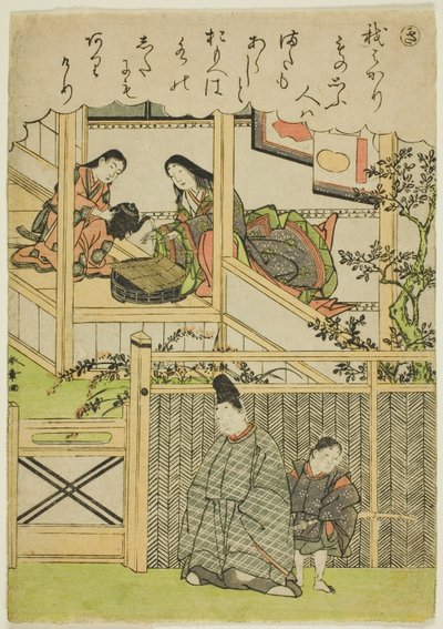 "Ki" a "Tales of Ise in Fashionable Brocade Pictures (Furyu nishiki-e Ise monogatari)" sorozatból. alkotó: Katsukawa Shunsho