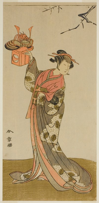I. Arashi Hinaji színész Hananoi szerepében a Gosho-zakura Horikawa Youchi című darabban, amelyet az Ichimura Színházban mutattak be a negyedik hónapban, 1773 alkotó: Katsukawa Shunsho