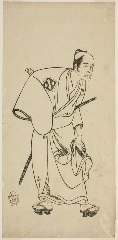 I. Arashi Otohachi színész Hotei Ichiemon szerepében az Ayatsuri Kabuki Ogi című darabban, a Nakamura Színházban a hetedik hónapban, 1768 alkotó: Katsukawa Shunsho