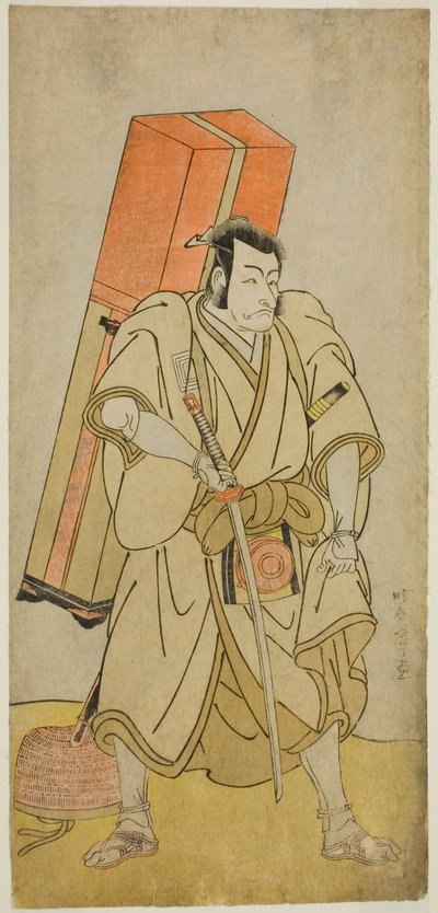 A színész Ichikawa Danjuro V, mint Godai Saburo Masazumi Rokuju-rokubuként álcázva a Sugata no Hana Yuki no Kuronushi című darabban, az Ichimura Színházban a tizenegyedik hónapban, 1776 alkotó: Katsukawa Shunsho