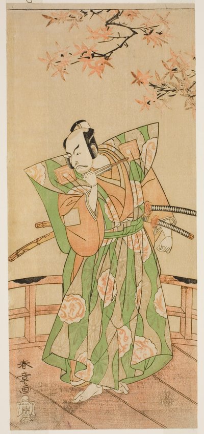 The Actor Ichikawa Danjuro V as Momonoi Wakasanosuke Yasuchika (?) in the Play Kanadehon Chushingura (?), Performed at the Nakamura Theater (?) in the Fifth Month, 1771 (?) alkotó: Katsukawa Shunsho