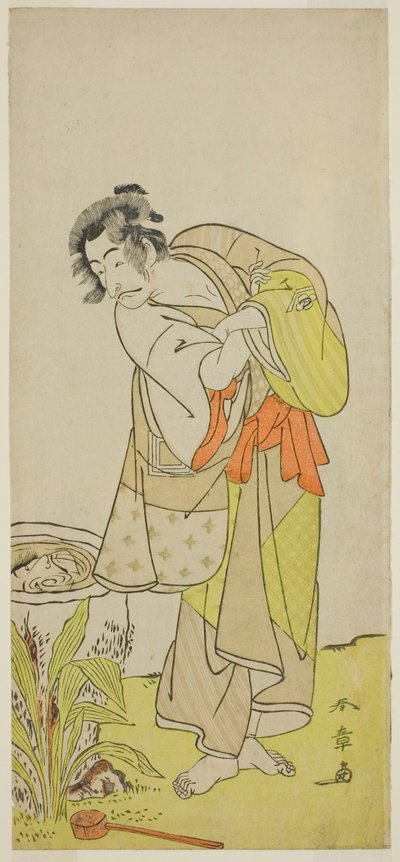 A színész Ichikawa Danjuro V, mint Soga no Dozaburo (?) a Shida Yuzuriha Horai Soga (?) színdarabban, amelyet a Morita Színházban (?) mutattak be az első hónapban, 1775 (?) alkotó: Katsukawa Shunsho