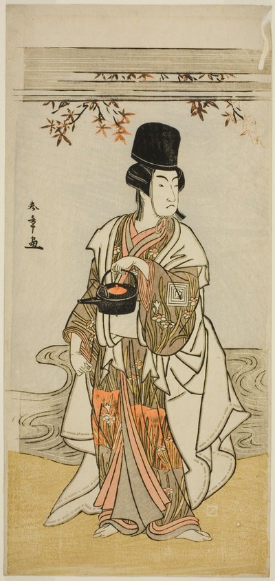 II. Ichikawa Monnosuke színész, mint Shoheida Sadamori udvari szolga a Masakado Kammuri no Hatsuyuki című darabban, a Nakamura Színházban a tizenegyedik hónapban, 1777 alkotó: Katsukawa Shunsho
