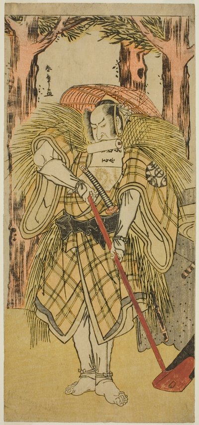 I. Nakamura Nakazo színész Hakamadare Yasusuke vagy Watanabe no Tsuna (?) szerepében a Shintenno Tonoi no Kisewata (?) színdarabban, amelyet a Nakamura Színházban (?) mutattak be a tizenegyedik hónapban, 1781 (?) alkotó: Katsukawa Shunsho
