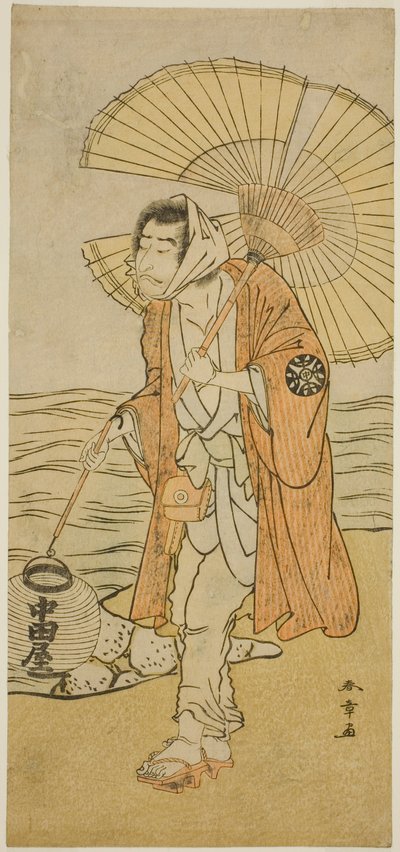 I. Nakamura Nakazo színész a renegát szerzetes, Dainichibo szerepében az Edo Meisho Midori Soga című darabban, amelyet a Morita Színházban mutattak be az első hónapban, 1779 alkotó: Katsukawa Shunsho
