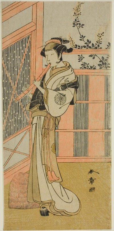 A színész, Nakamura Noshio I, mint Misao Komusonak álcázva a Kosode-gura no Tekubari című darabban, a Morita Színházban a második hónapban, 1772 (?) alkotó: Katsukawa Shunsho