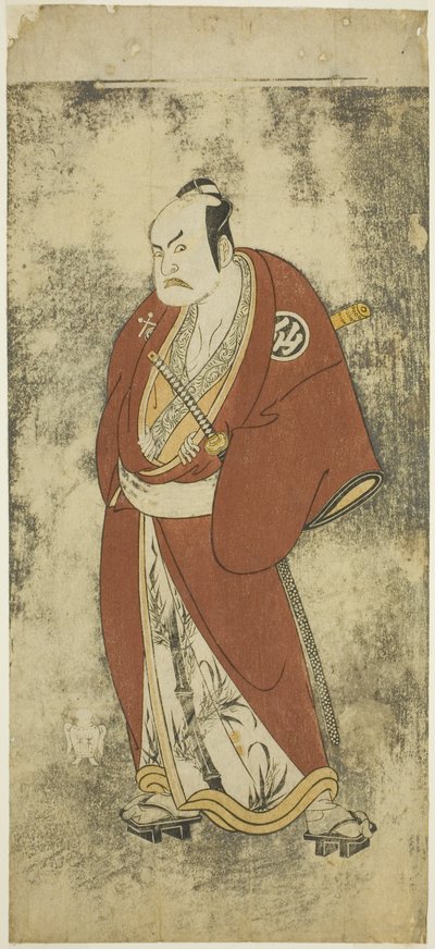 A színész Nakamura Sukegoro II Kaminari Shokuro szerepében a Joruri "Gonin Otoko" (Öt lovagias közember) című filmben, egy felvonásban játszott az Ayatsuri Kabuki Ogiban (A rajongó mestere kabukiban), a Nakamura Színházban a huszadik naptól Hetedik alkotó: Katsukawa Shunsho