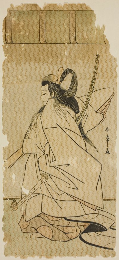 I. Onoe Matsusuke színész Takanori herceg szerepében a "Kaeribana Eiyu Taiheiki" című darabban, amelyet a Nakamura Színházban mutattak be 1779. tizenegyedik hónapjában. alkotó: Katsukawa Shunsho