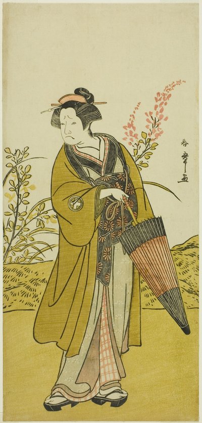 I. Otani Tomoemon színész Otsuma szerepében a Kabuki no Hana Bandai Soga című darabban, amelyet az Ichimura Színházban mutattak be a negyedik hónapban, 1781 alkotó: Katsukawa Shunsho