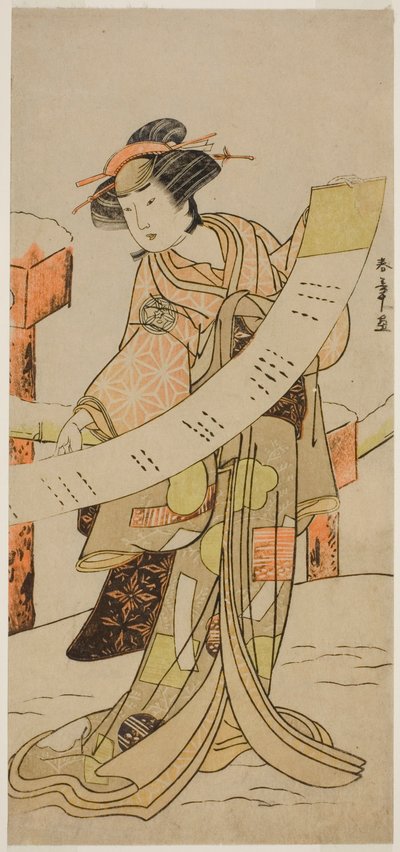 Yamashita Kinsaku Ii, mint Naoe Kazuo Tei Pay Felesége Koshiji nyomait követve Perfor Med a Nakamura Tei Rin Tei Nyolckapunál, 1780 alkotó: Katsukawa Shunsho
