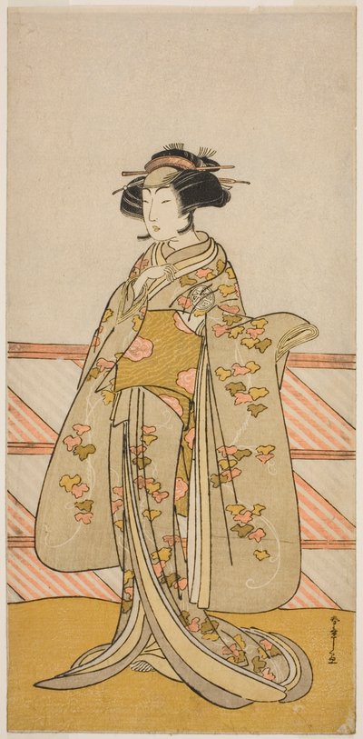 I. Yoshizawa Iroha színész Tamamo no Mae (?) szerepében a Sakuya Kono Hana no Kaomise (?) című darabban, a Nakamura Színházban (?) a 11. hónapban, 1776 (?) alkotó: Katsukawa Shunsho