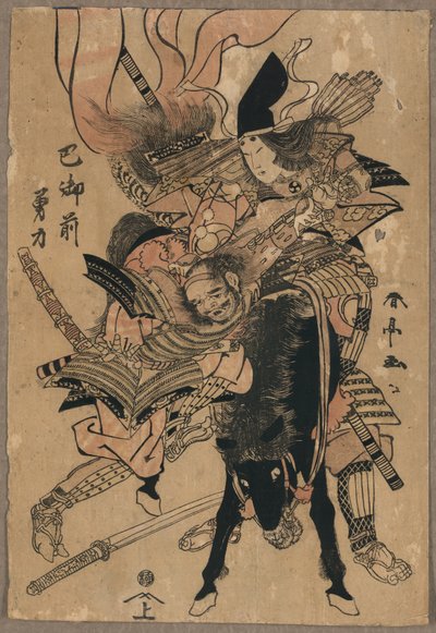 A hatalmas Tomoe Gozen, 1810 körül (színes fametszet) alkotó: Katsukawa Shuntei