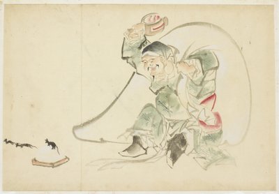 Daikoku, a boldogság istene a varázslatával Kalapács alkotó: Katsushika (school of) Hokusai