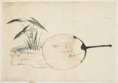 Ventilátor és növény elrendezése alkotó: Katsushika (school of) Hokusai