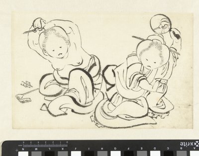 Két nő frizurát vág alkotó: attributed to Katsushika Hokusai