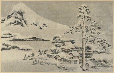 (Tengerparti falu a hóban), 1814 alkotó: Katsushika Hokusai