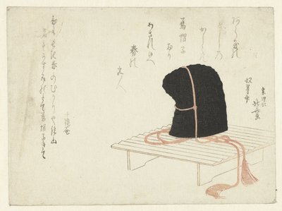 Bírósági sapka állványon alkotó: Katsushika Hokusai