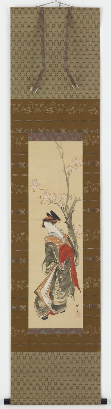 Egy cseresznyefa alatt udvarhölgy, 18. század vége – 19. század eleje. alkotó: Katsushika Hokusai